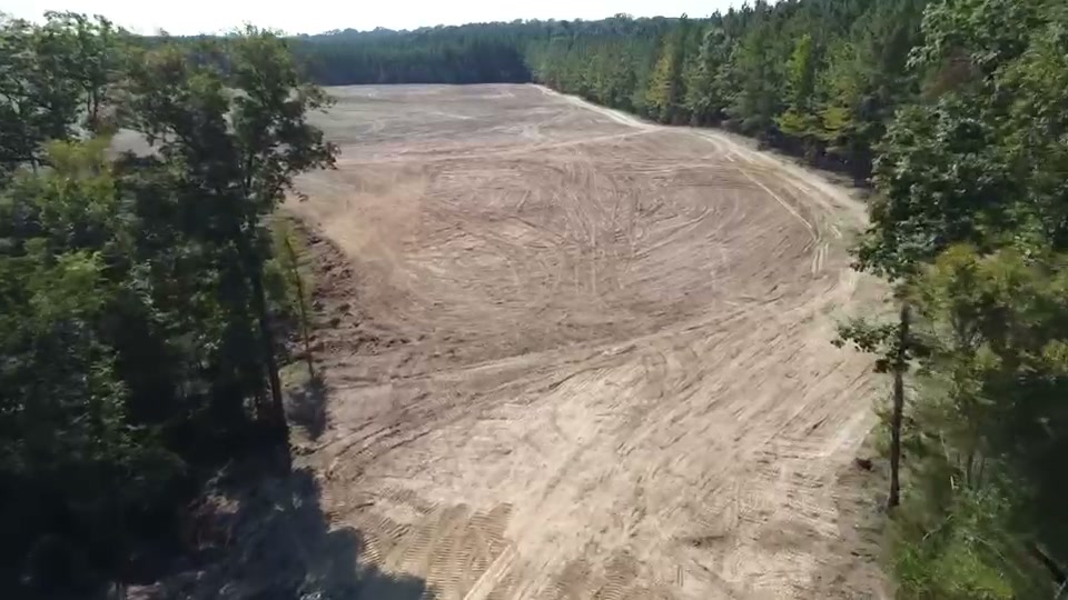 Aerial perspective across a broad graded project footprint
